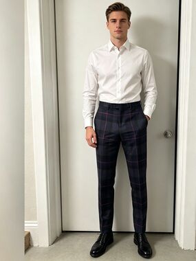 NWT $1250 Etro Men's Plaid Pants Checker prints Flat Front wool trousers 44 30